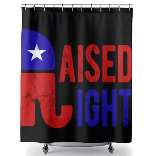 Raised Right Proud Republican Elephant Logo Usa Shower Curtains