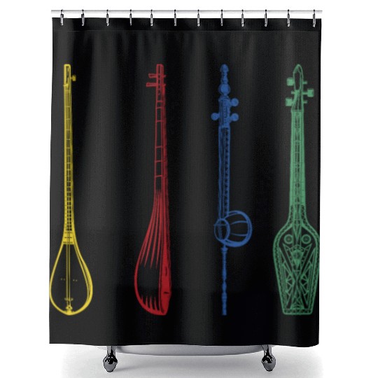 Irish Bouzouki Instrument Greek Shower Curtains