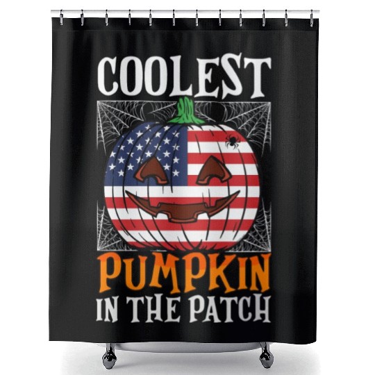 Coolest Pumpkin In The Patch Us Flag Jack O Shower Curtains