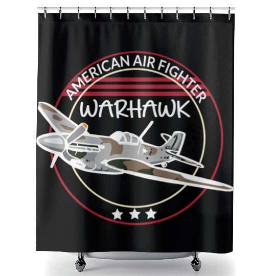 WW2 P-40 Warhawk Airplane Shower Curtains