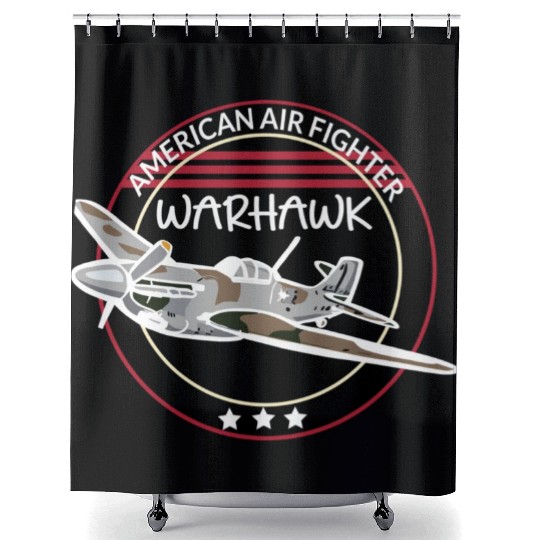 WW2 P-40 Warhawk Airplane Shower Curtains