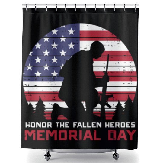 Honor The Fallen Heroes Memorial Day Us Flag Shower Curtains