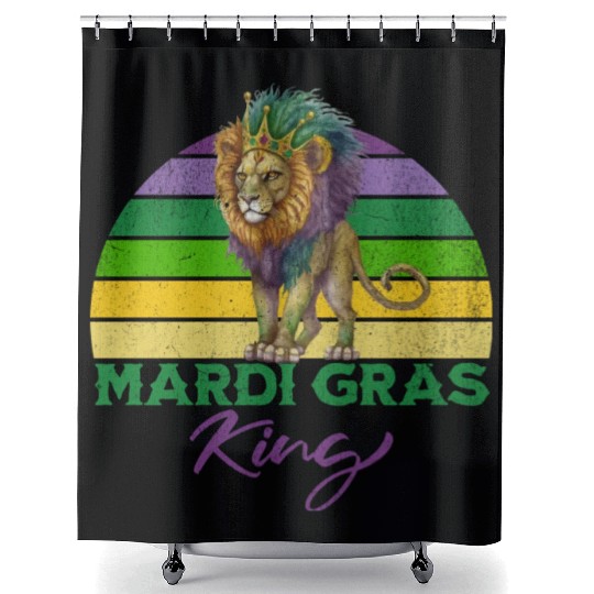 Mardi Gras King Lion With Crown Shower Curtains