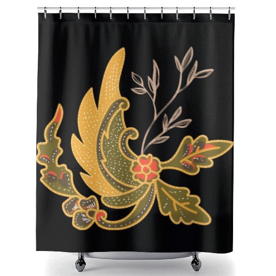 An Asian inspired design, nature, leaves, Autumn, Shower Curtains