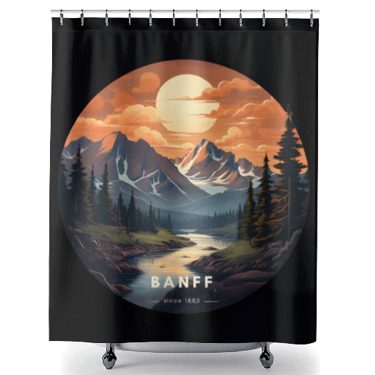 Banff sunset Shower Curtains