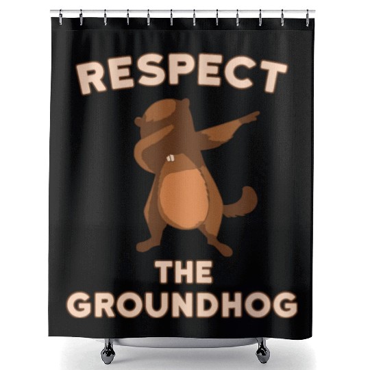 Dabbing Groundhog Day Respect the Groundhog Funny Shower Curtains