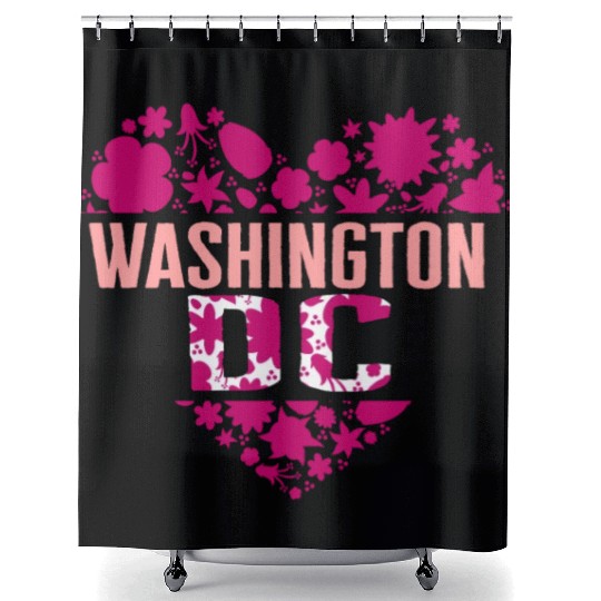 Washington DC Shower Curtains, Cherry Blossom Heart Floral
