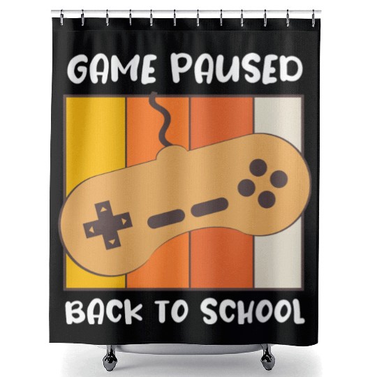 Game Paused Back To School Gamer Back To School Shower Curtains