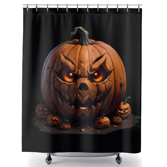 Halloween Pumpkin RPG Game Style Shower Curtains