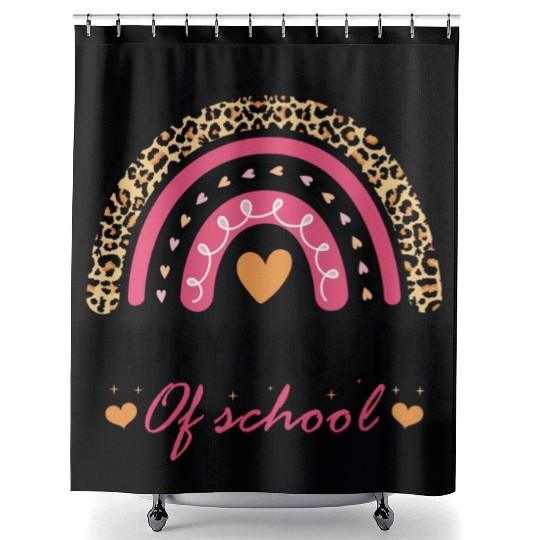 Leopard Rainbow Last Day Of School Teacher Shower Curtains