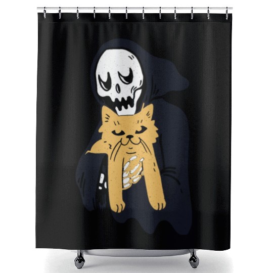 The grim reaper loves cat Shower Curtains