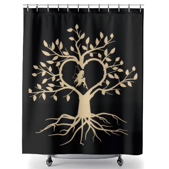 Fairy Shower Curtains, Fairycore Fairy Sitting In Heart