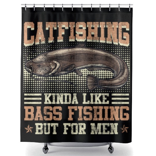 Catfishing kinda like Bass Fishing Flathead Fish Shower Curtains