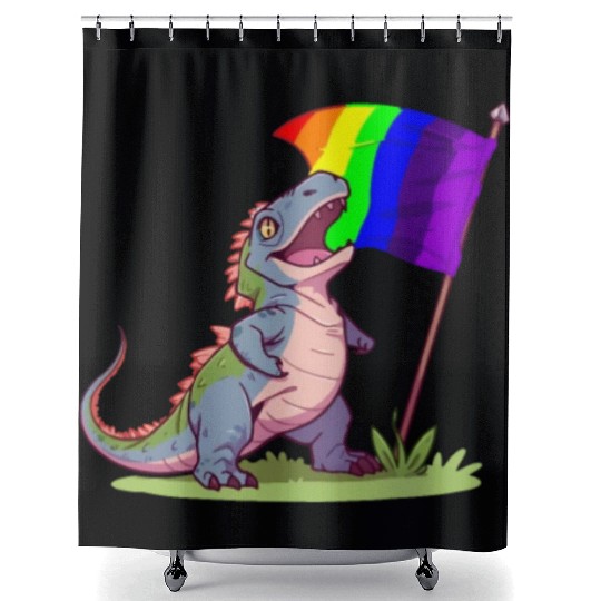 Funny Dinosaur LGBT Community Pride Lesbian Gay Shower Curtains