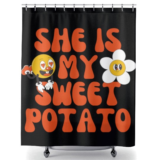 she is my sweet potato Shower Curtains