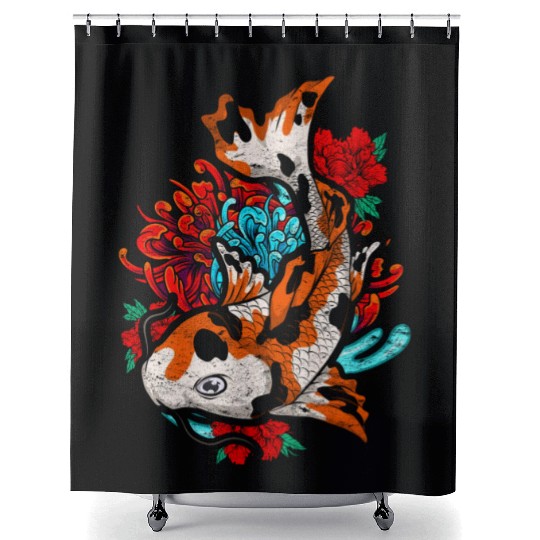 Koi fish farmer gift colorful koi carp Shower Curtains