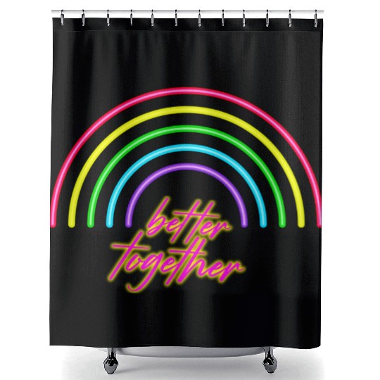 Better Together Neon Rainbow vintage Shower Curtains