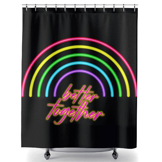 Better Together Neon Rainbow vintage Shower Curtains