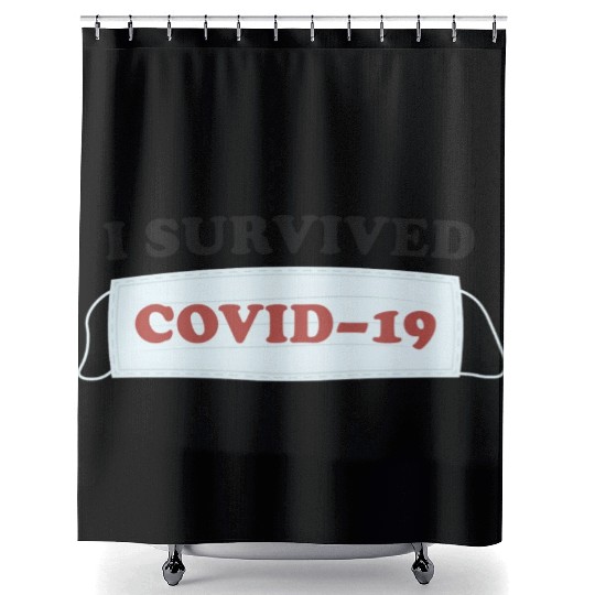 I SURVIVED COVID19 green Shower Curtains