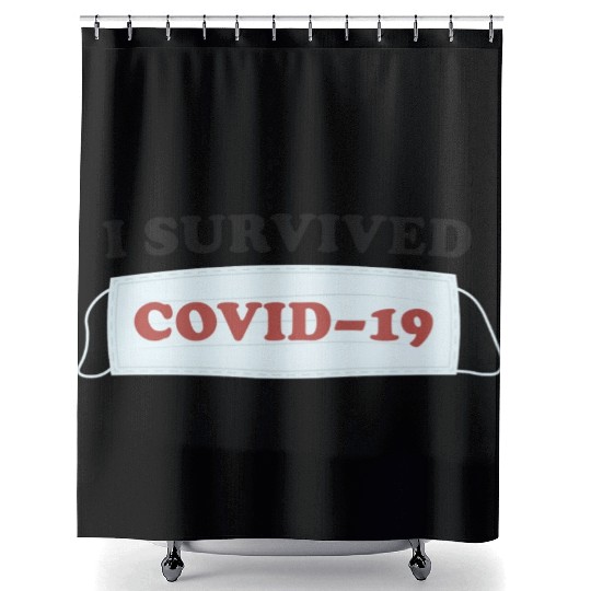 I SURVIVED COVID19 green Shower Curtains
