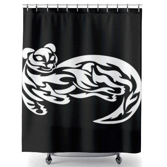 Tribal Otter Tattoo green Shower Curtains