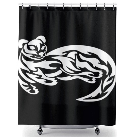 Tribal Otter Tattoo green Shower Curtains
