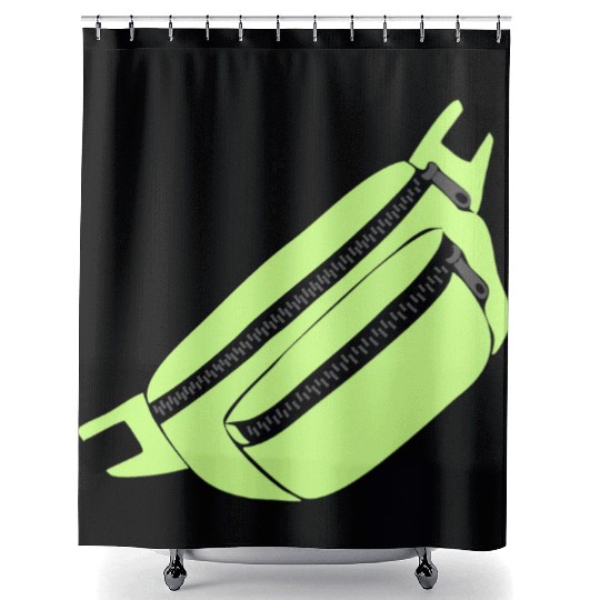 Lime Green Fanny Pack Illustration Shower Curtains