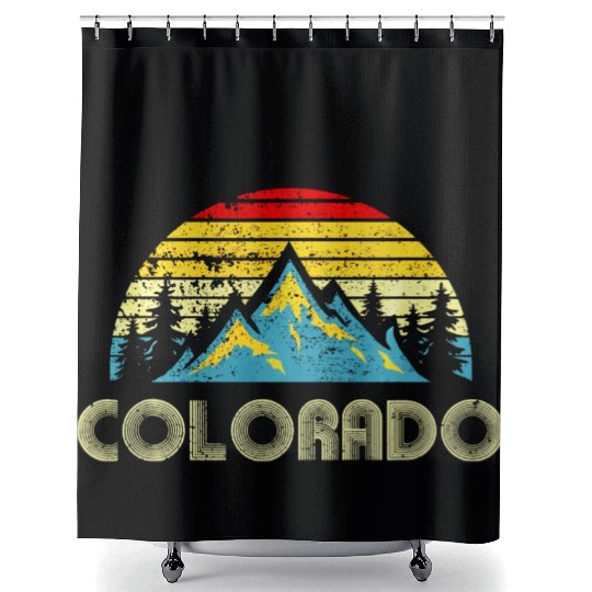 Colorado Vintage Mountains Nature Hiking Shower Curtains