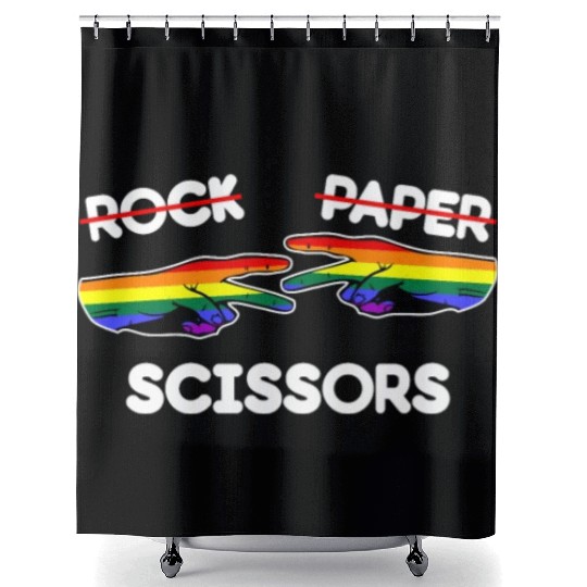 Rock Paper Scissors Funny Lesbian Pride LGBT Pun Shower Curtains