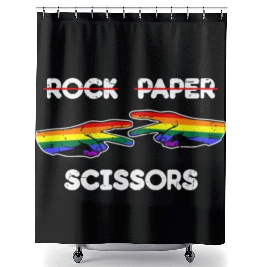 Rock Paper Scissors Funny Lesbian Pride LGBT Cool Shower Curtains