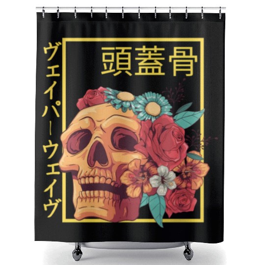 Skull Otaku Japanese Streetwear Aesthetic Fashion Shower Curtains