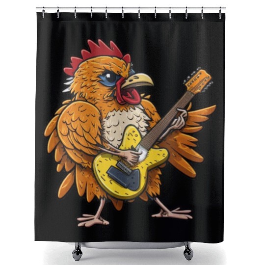 Groovy Cheese: Strumming to Cheesy Melodies Shower Curtains