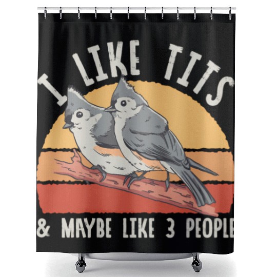Bird Watcher Retro Vintage Tit Shower Curtains