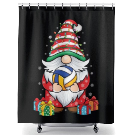 Cute Gnomes Volleyball Lover Christmas Gnome Shower Curtains