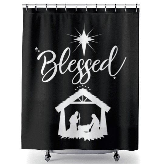 Christian Blessed Jesus Nativity Scene Faith Shower Curtains