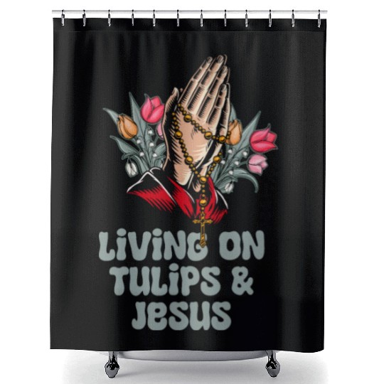 Tulip Gardening Jesus Shower Curtains