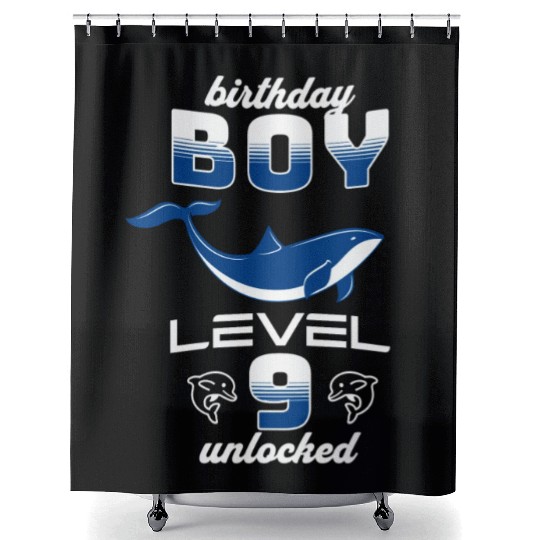 Birthday Boy Level 9 Unlocked Dolphin Lover 9th Shower Curtains
