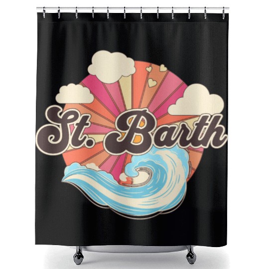 Saint Barthelemy Retro 80s Beach Shower Curtains