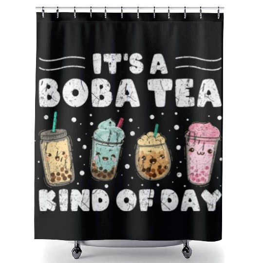 It´s A Boba Tea Kind Of Day Kawaii Bubble Tea Shower Curtains