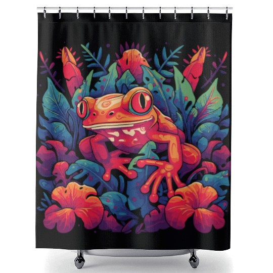 Wild Poison Frog Goth Goblincore Fairycore Gothic Shower Curtains
