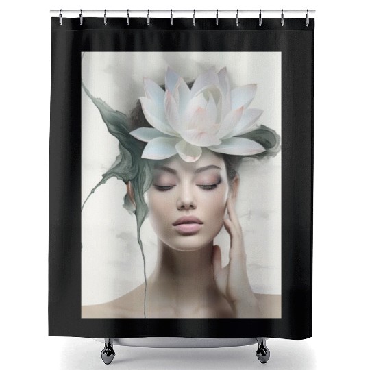 Lotus girl Shower Curtains