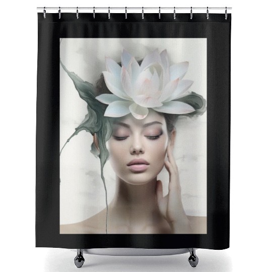 Lotus girl Shower Curtains