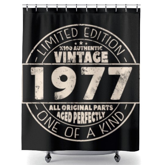 Vintage 1977 Birthday Gift Shower Curtains