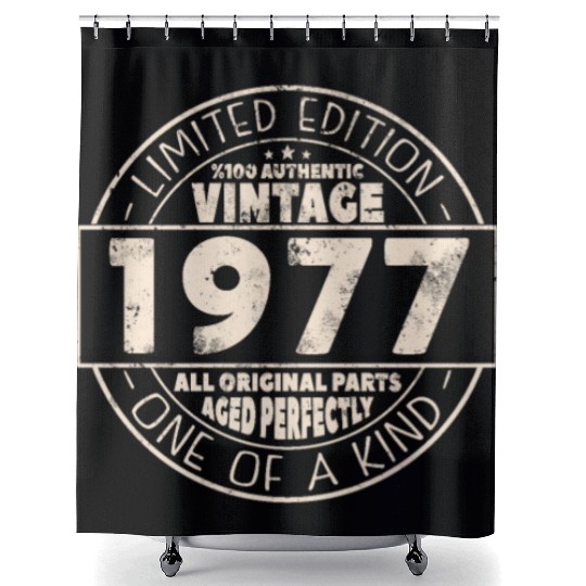 Vintage 1977 Birthday Gift Shower Curtains
