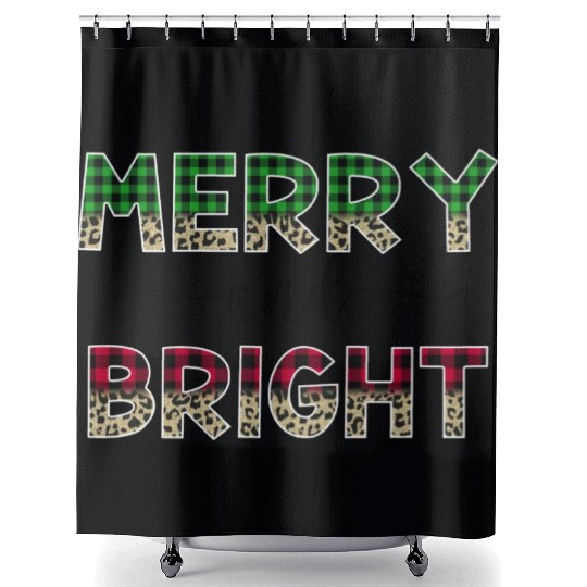 Merry and Bright Christmas Shower Curtains