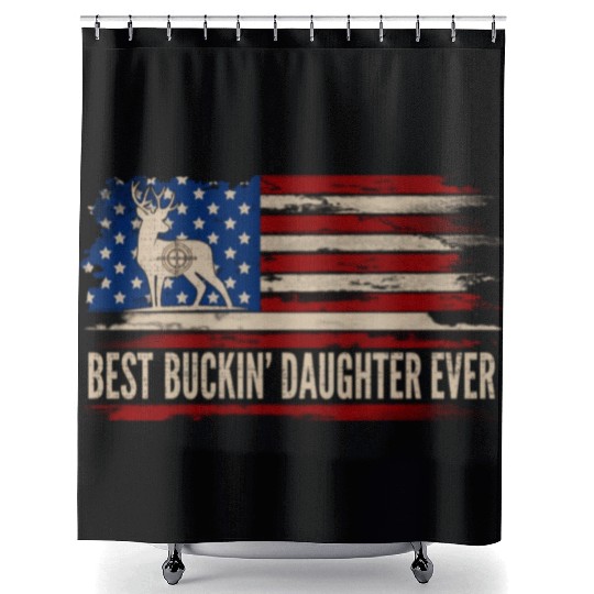 Best Buckin' Daughter Ever American Usa Flag Deer Shower Curtains