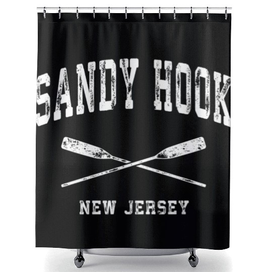 Sandy Hook New Jersey Nautical Crossed Oars Shower Curtains