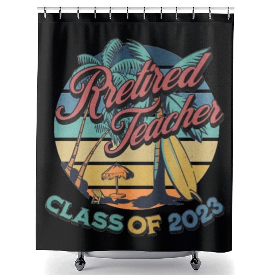 Vintage Retirement Retired Teacher Class Of 2023 Shower Curtains
