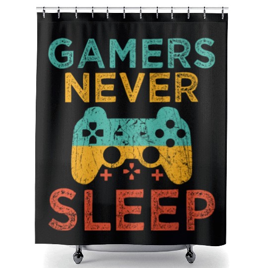 Gamers Never Sleep Console Game Video Game Gaming Shower Curtains