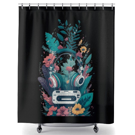 Old School Sound Vintage Style Vibes Shower Curtains
